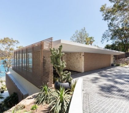 placage pierre de grès extérieur design impresionnant villa australienne immense quatre niveaux conçue sur mesure