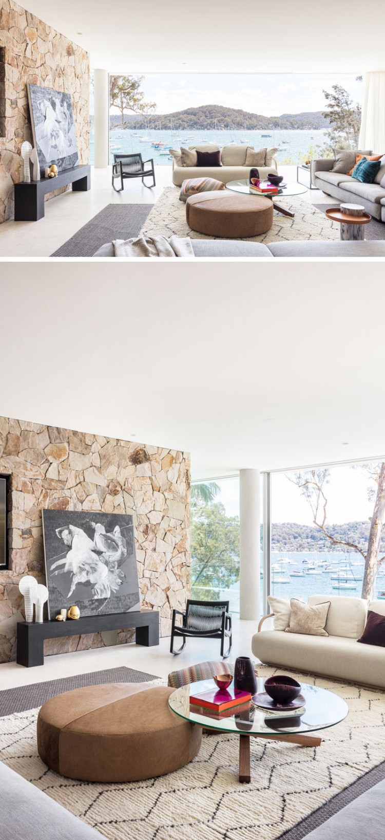 placage pierre de grès intérieur idée revêtement mural salon super moderne