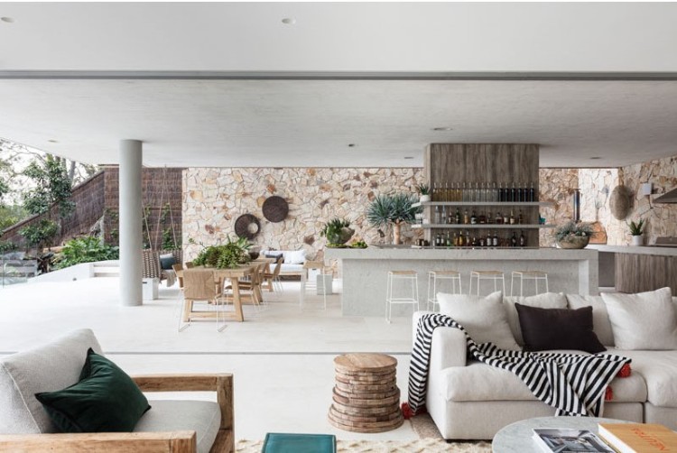 placage pierre de grès intérieur sur mesure maison architecte super moderne Australie