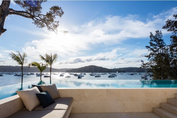 placage pierre de grès maison super moderne australienne avec piscine hors sol
