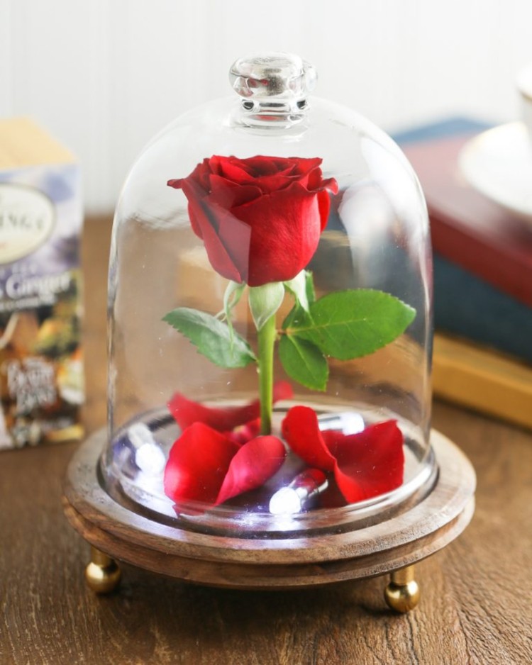 rose sous cloche la Belle et la Bête DIY jolie déco personnalisée centre table souvenir cadeau