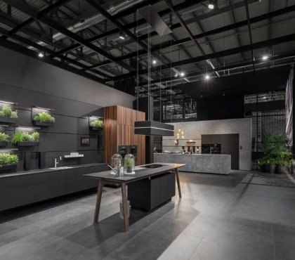 tendance cuisine 2018 noire design sur mesure sol béton