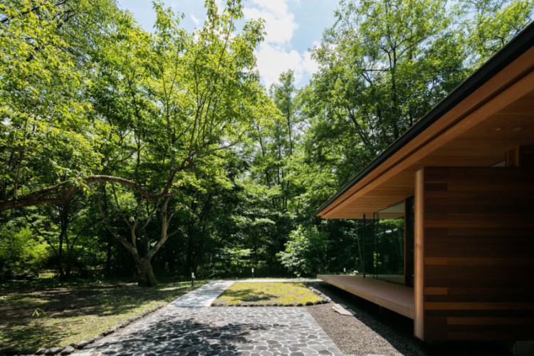 toit plat en bois maison architecte japonaise baies vitrées terrasse bois