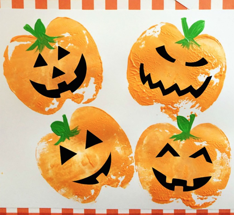 bricolage d'automne idée diy faire dessins faciles motif citrouille halloween avec patates
