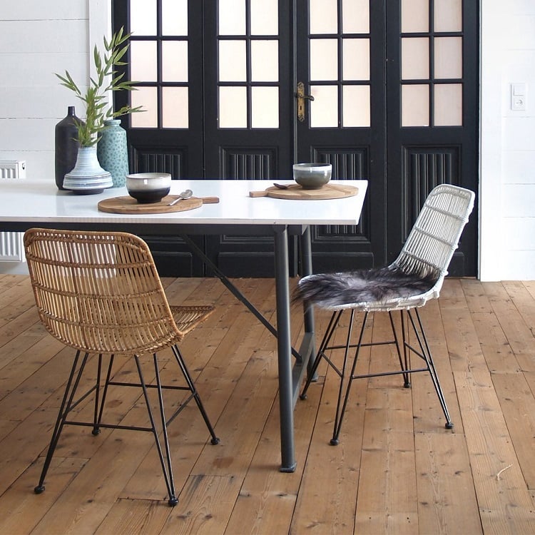 chaises en rotin table design