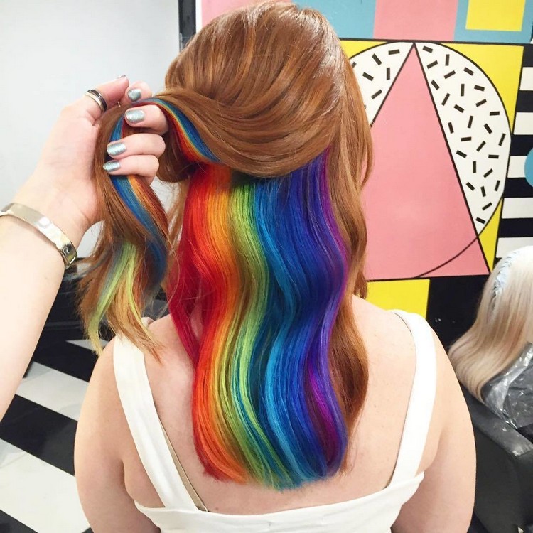 cheveux arc-en-ciel caché tendance Hidden Rainbow