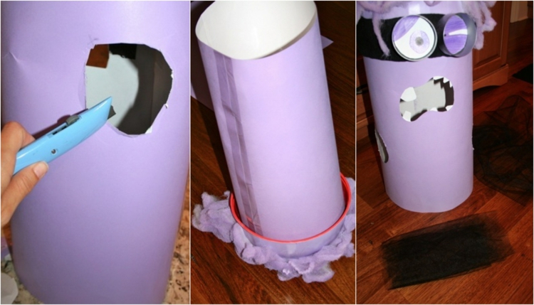 comment faire costume minion violet carton violet