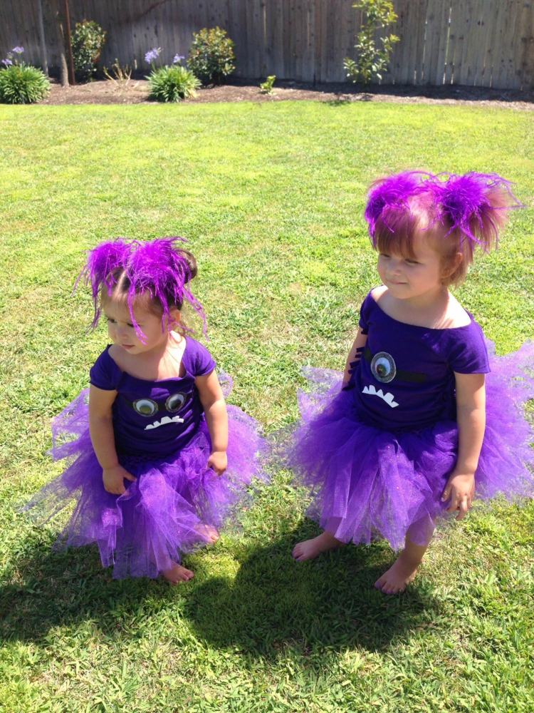 costume minion violet petite fille tutu cheveux violets
