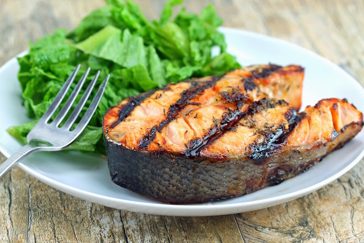 darne saumon grille grill marinade balsamique romarin
