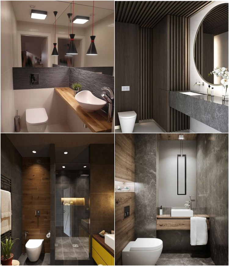 déco murale salle de bain matériaux naturels bruts pierre bois nuances foncées zoom meilleures ambiances sombres