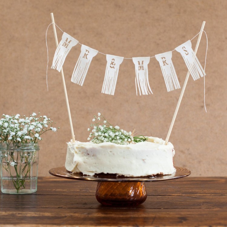 décoration gâteau mariage idée originale personnalisée DIY facile mini guirlande cake