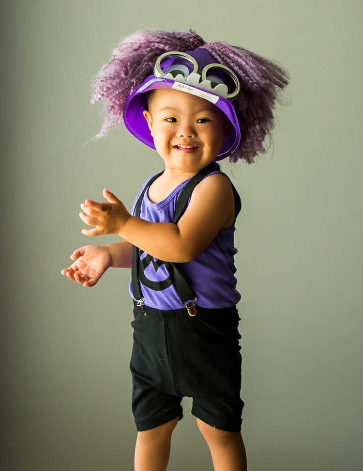 idee costume halloween enfant minion violet diabolique