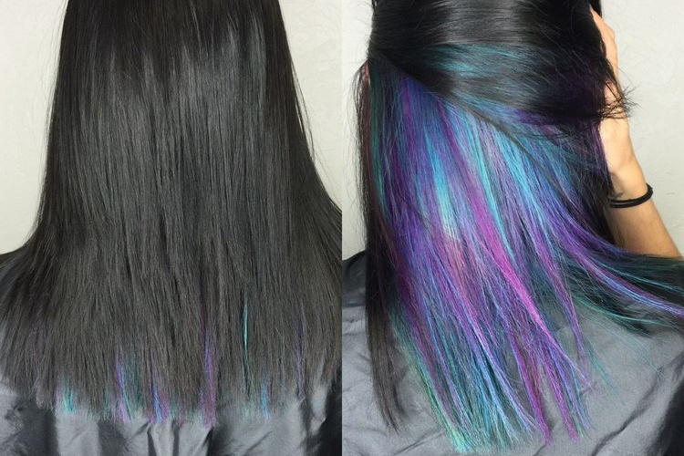Cheveux arc-en-ciel caché - comment adopter la tendance «Hidden Rainbow»