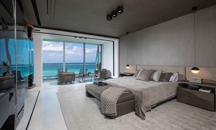 séparateur de pièce design suite parentale super moderne appartement luxe Miami signé Artefacto Home staging