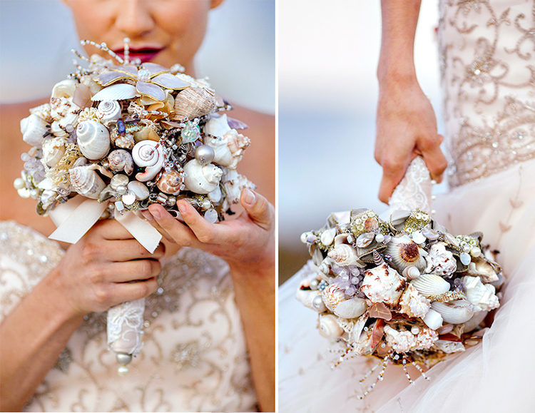 bouquet de mariee original coquillages mariage bord de mer