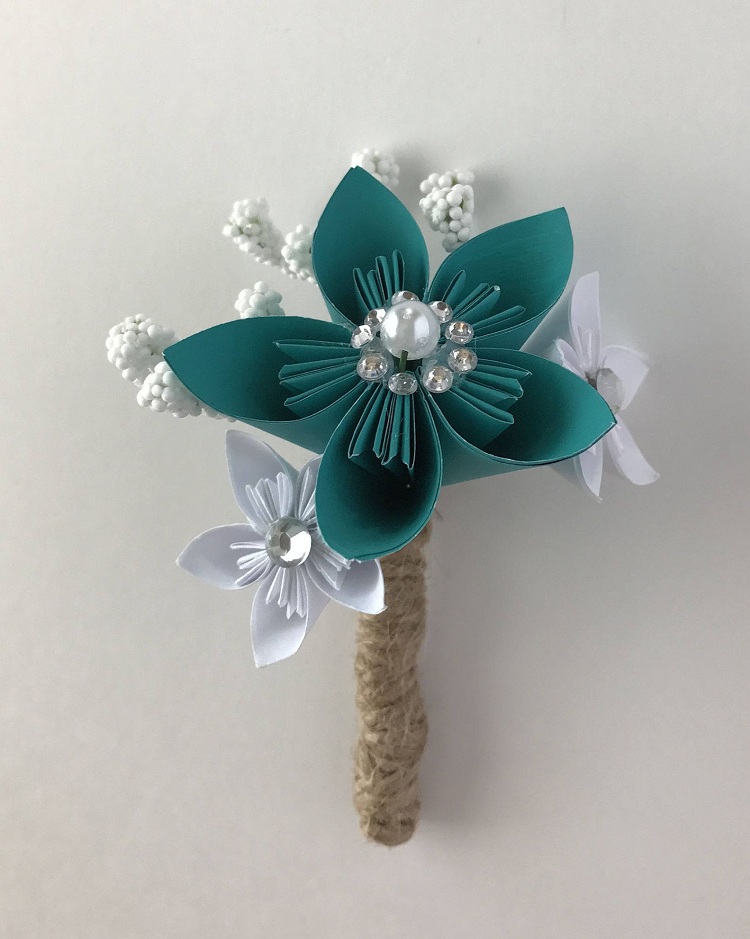 boutonnière invité mariage fleur origami
