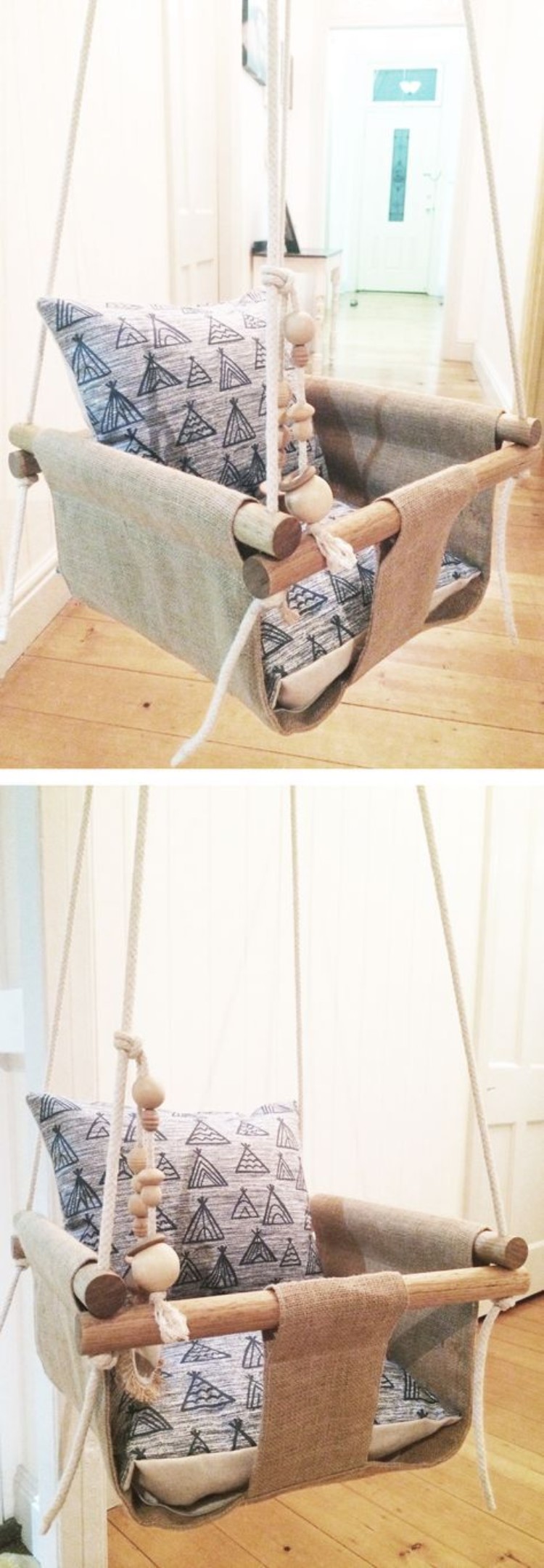 cadeau naissance garçon petite chaise suspendue en tissu DIY pour bébé