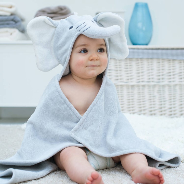 cadeau naissance garçon pratique parure bain bébé bleu forme éléphant mignon