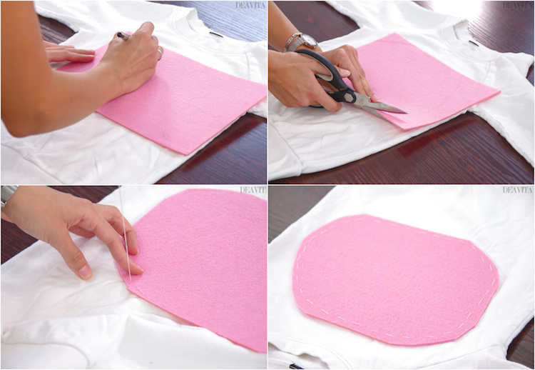 costume de chat pour fille idee facile diy blouse blanche feutrine rose