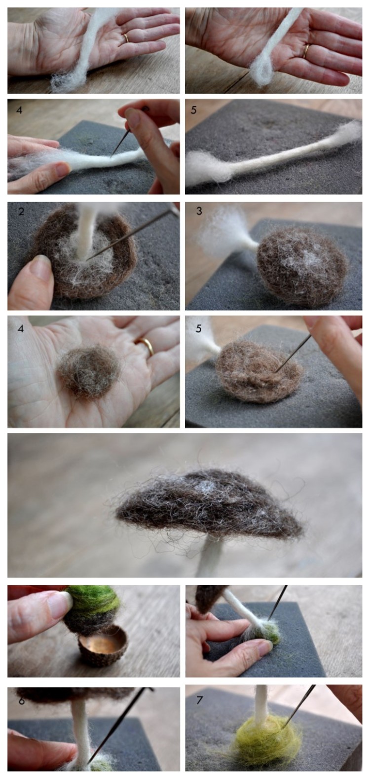 déco avec champignons en laine tuto facile interprété étape par étape
