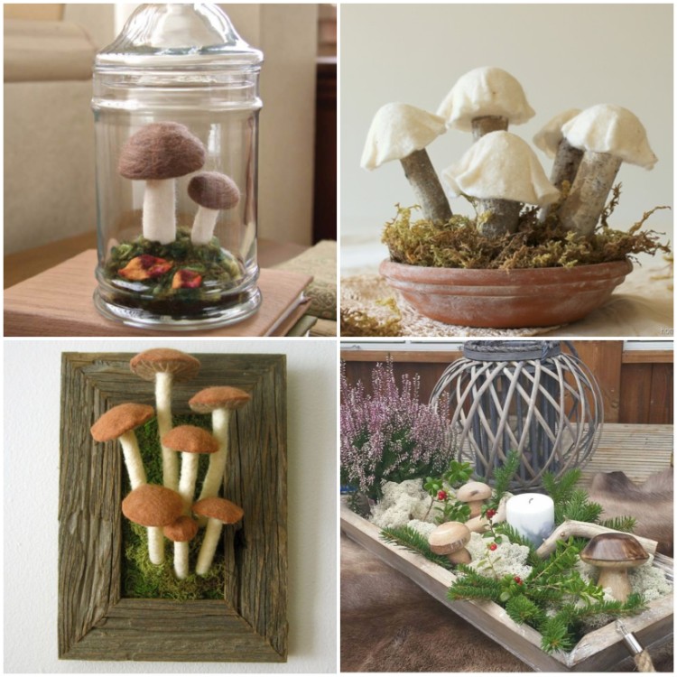 déco avec champignons idées diverses DIY pour centre table insolite