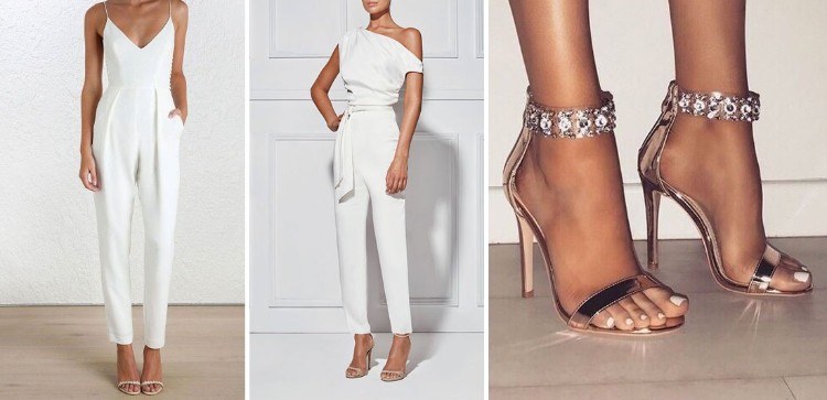 quelle chaussure avec une combinaison porter look soirée super élégant tout blanc talons