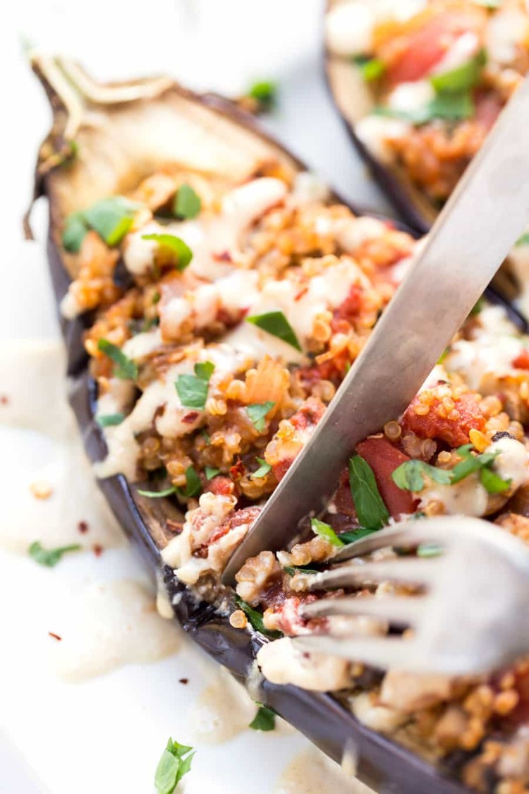 recette aubergine farcie quinoa légumes