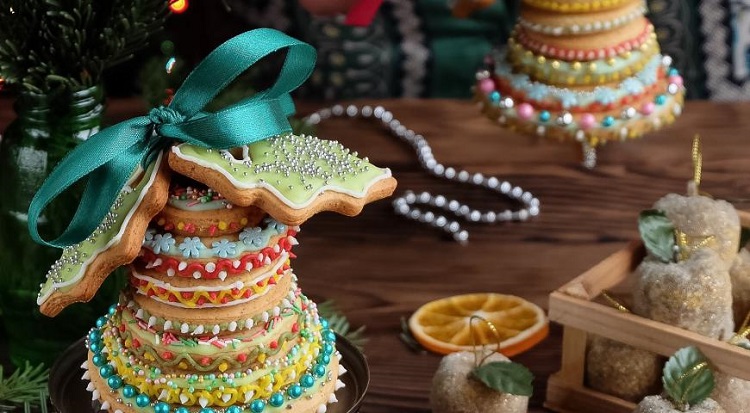 biscuit au pain d'épice cloche de Noël 3D idée de décoration