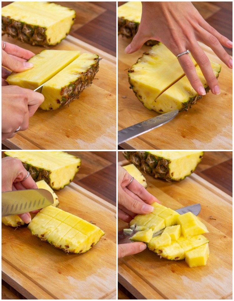 comment couper un ananas facilement en cubes technique facile astucieuse