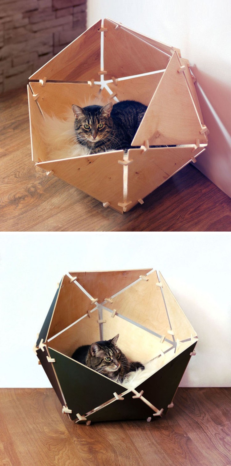 comment fabriquer un lit pour chat extraordinaire personnalisée en bois forme géométrique