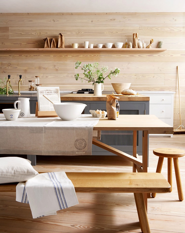 déco ton sur ton cuisine contemporaine ambiance naturelle meubles bois brut esprit scandinave