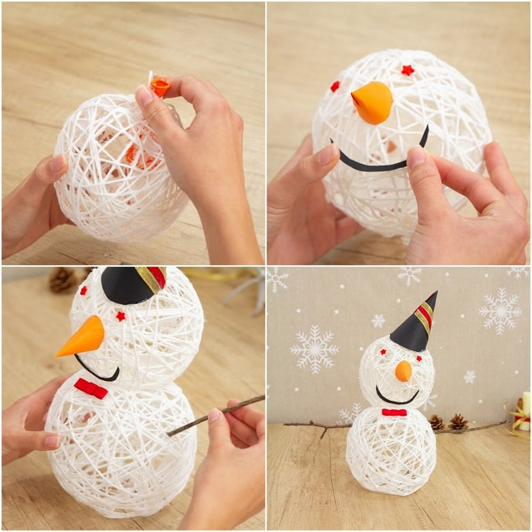 décoration Noël DIY bonhomme de neige instructions