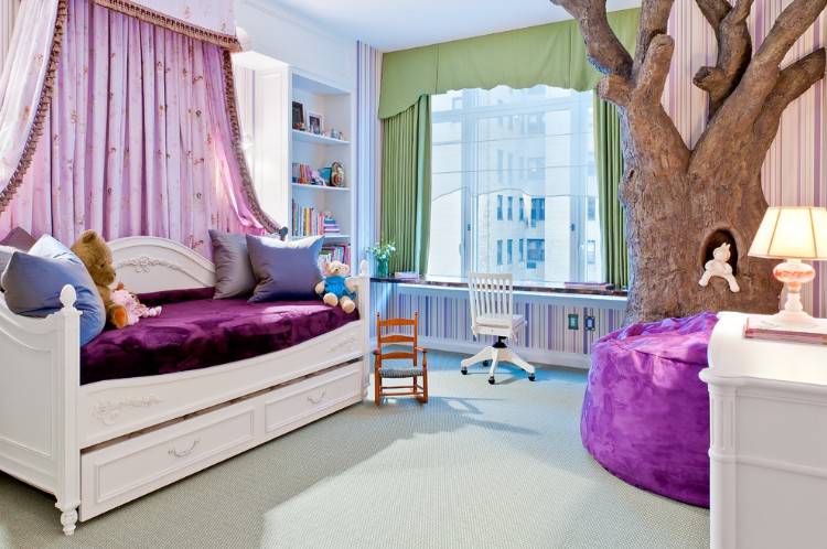 lit évolutif enfant idée aménagement chambre petite fille douillette pile tendances intérieur pantone ultra violet