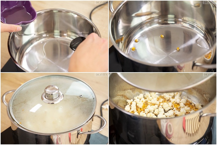popcorn maison cuisson facile avec casserole inox tuto complèt pas à pas