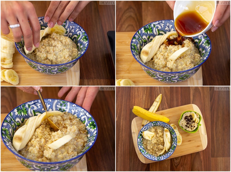 porridge quinoa facile garni avoine banane sirop érable cannelle recette facile pas à pas