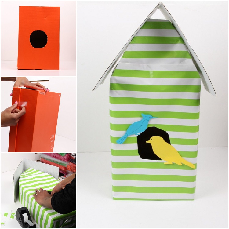 que faire avec une boîte à chaussure comment fabriquer un nichoir à oiseaux