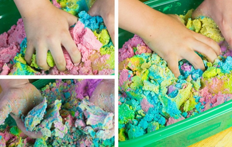 sable coloré cinétique fait maison idée brico avec enfants ingrédients naturels