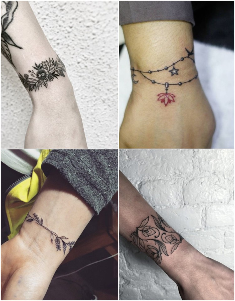 tatouage bracelet idées diverses unisex tendance mini tatouages poignet cheville