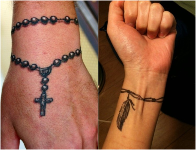 tatouage bracelet modèles réligieux tendance homme