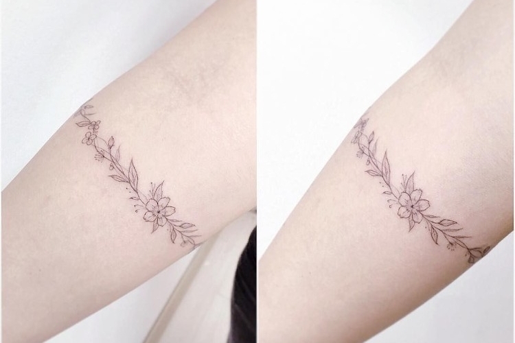 Tatouage Bracelet Cheville Fleur