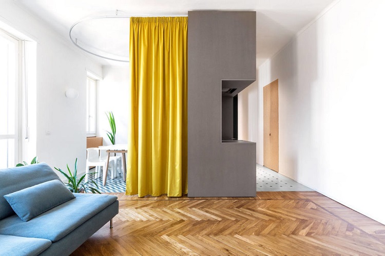 aménagement petit espace kitchenette grise appartement à Turin