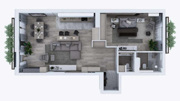 appartement moderne 3D vue du projet