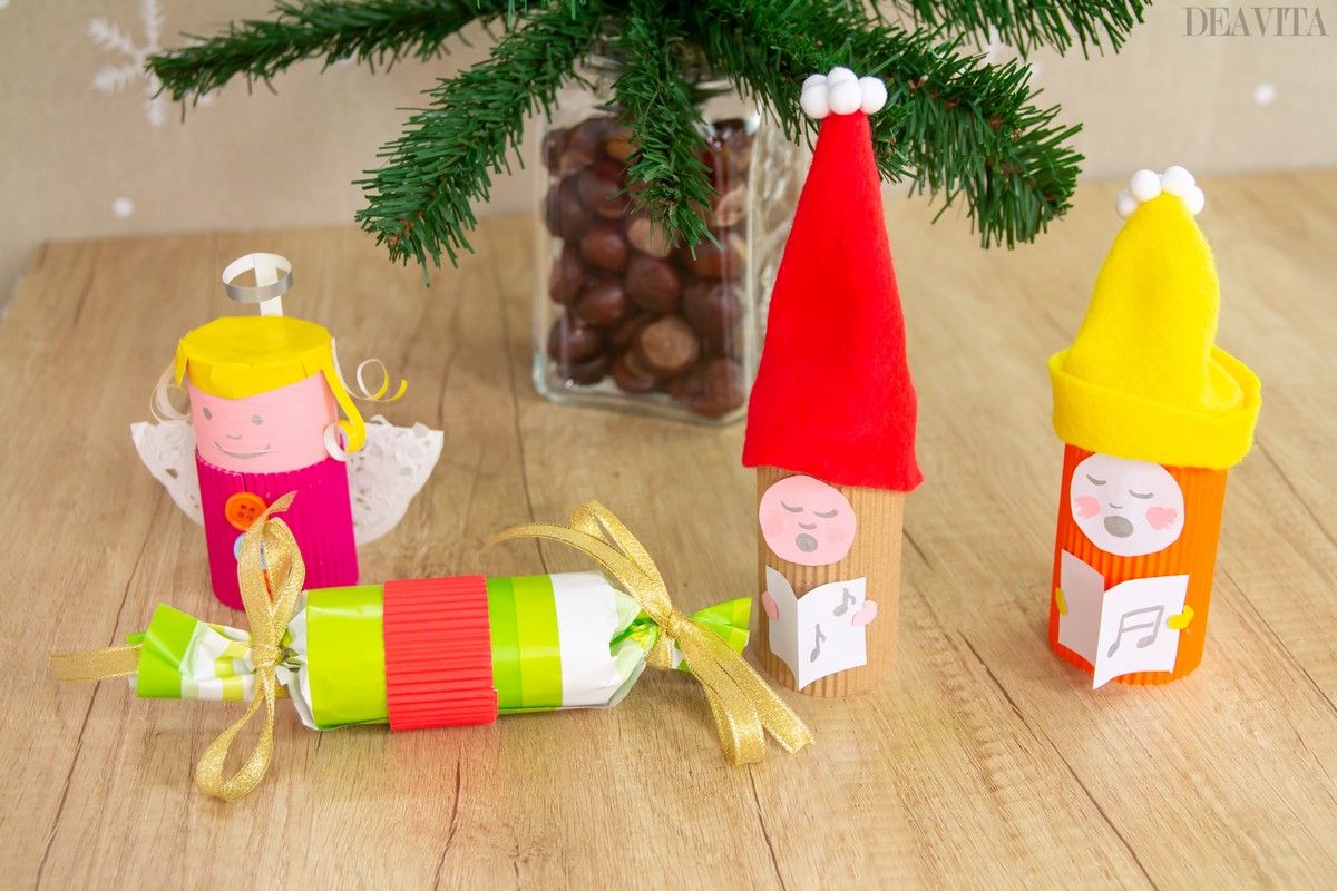 bricolage de Noël avec rouleau papier toilette petit ange suspendre sapin saint esprit idées DIY carton recyclé