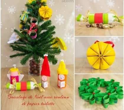 bricolage de Noël avec rouleau papier toilette top déco DIY facile réaliser famille fêtes fin année