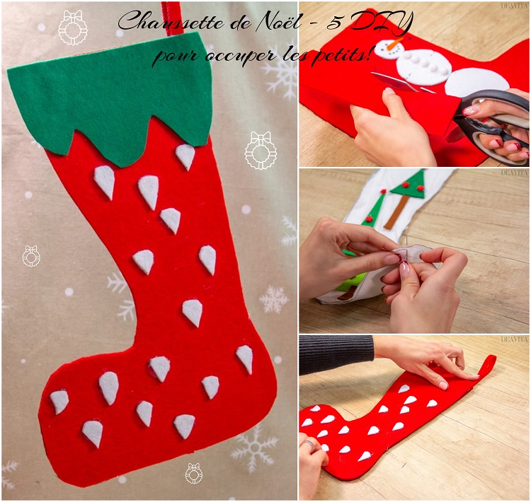 bricolage enfants chaussette de Noël à fabriquer soi même tutos idées images