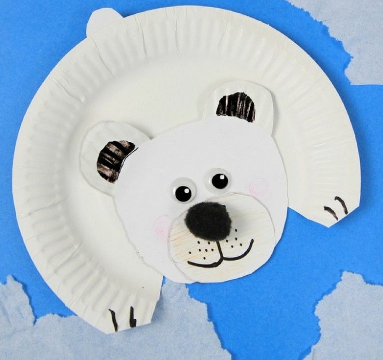 bricolage ours polaire idées diy faciles assiette carton
