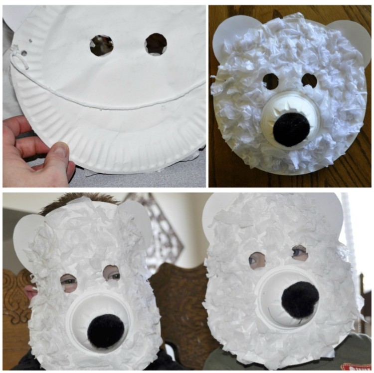bricolage ours polaire masque DIY ourson blanc idée originale carnaval Mardi Gras