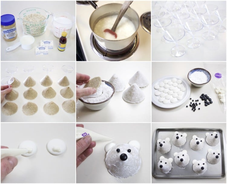 bricolage ours polaires idée DIY culinaire cookies forme tête ourson blanc tuto facile