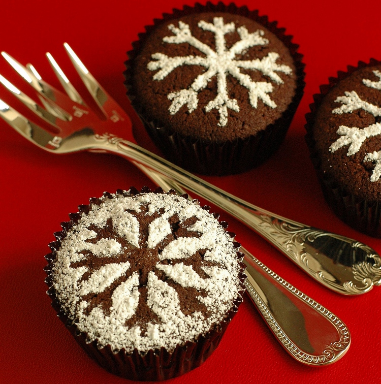 déco cupcake Noël motif flocon noël réalisé sucre vanille