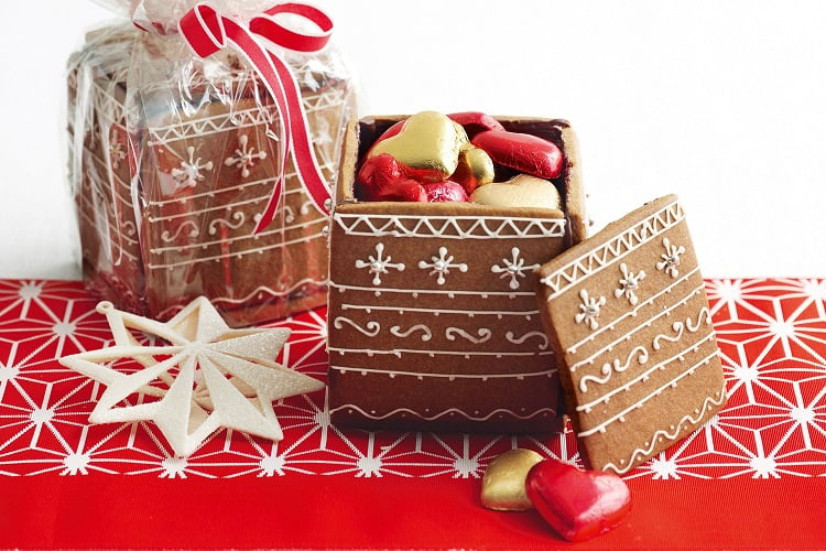 déco de Noël gourmande boîte en pain d'épice idée de décoration